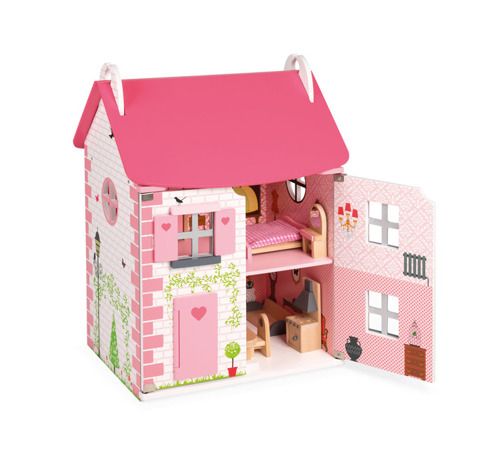 Drewniany domek dla lalek z meblami - zabawki drewniane dla dzieci | ZabawkiRozwojowe.pl