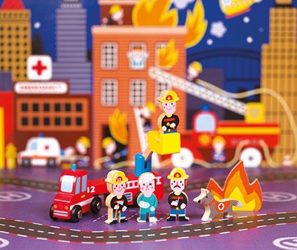 Drewniany zestaw Strażacy Drewniany zestaw dla dzieci - Strażacy | ZabawkiRozwojowe.pl