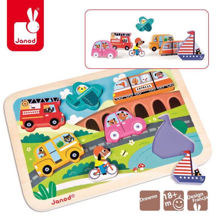 Drewniana układanka 3D Pojazdy Drewniana układanka 3D Pojazdy