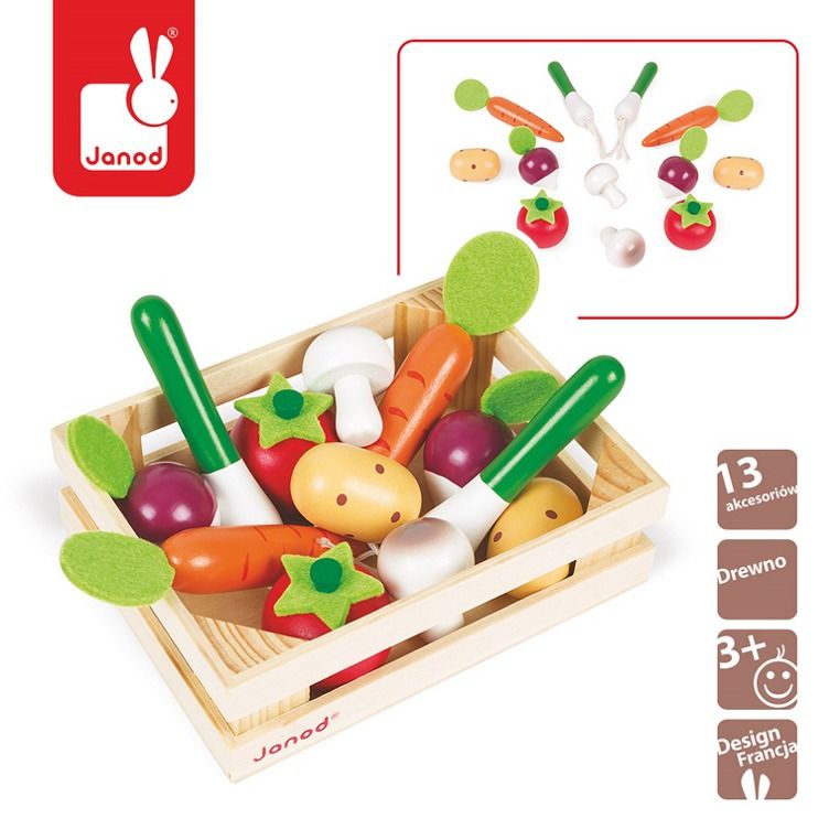 Drewniane warzywa w skrzyneczce Drewniane warzywa w skrzyneczce