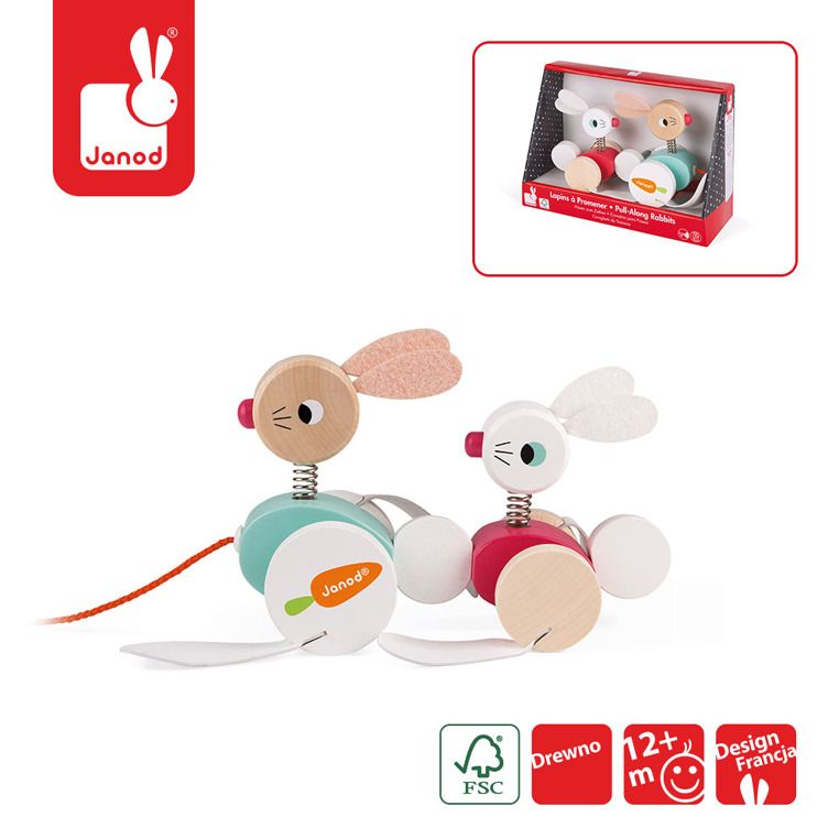 Drewniane Zajączki do ciągnięcia Drewniane Zajączki do ciągnięcia