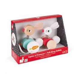 Drewniane Zajączki do ciągnięcia