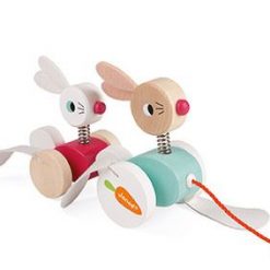 Drewniane Zajączki do ciągnięcia