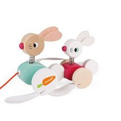 Drewniane Zajączki do ciągnięcia