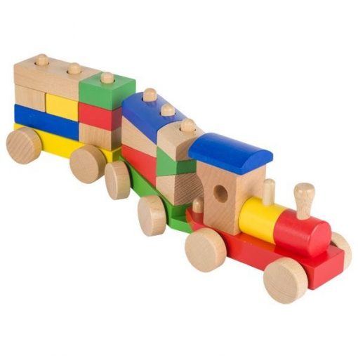 Pociąg drewniany z klockami dla dzieci | ZabawkiRozwojowe.pl