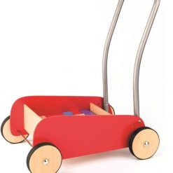 Czerwony wózek Pchacz z klockami