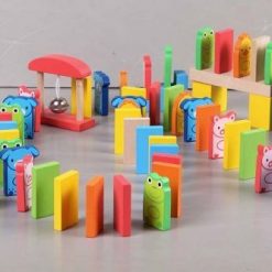 Drewniane klocki domino Zwierzaki