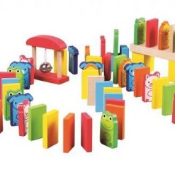 Drewniane klocki domino Zwierzaki