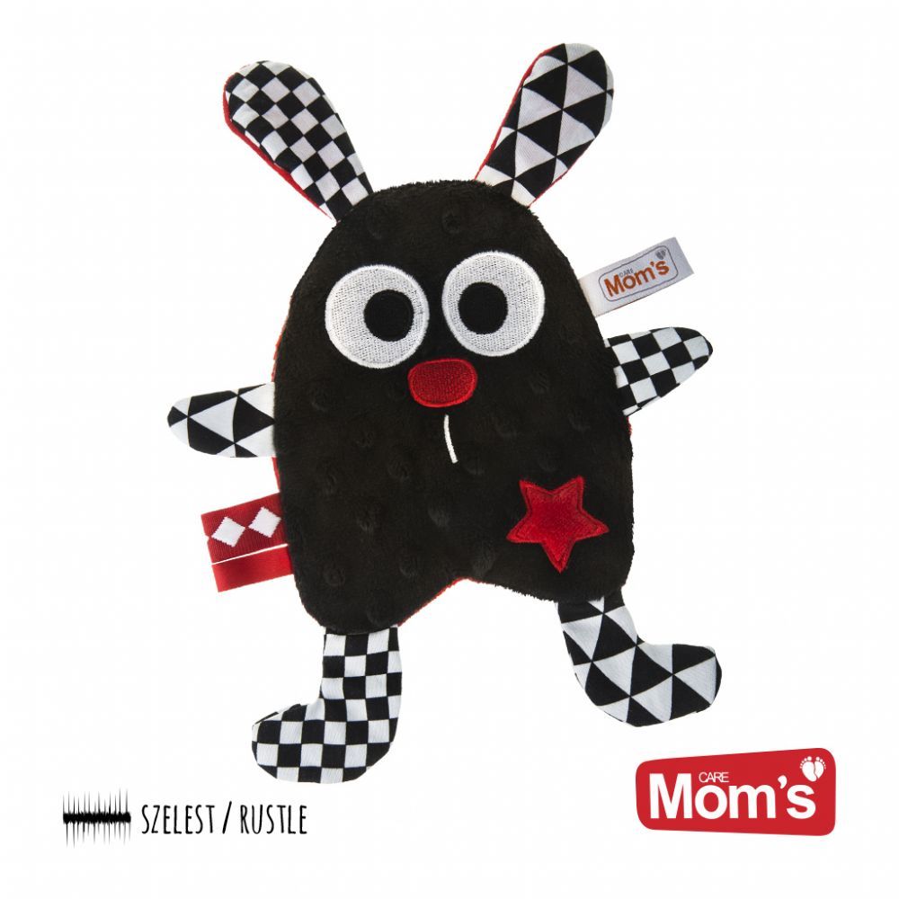 Przytulanka szeleszcząca stworek czarno-czerwony Mom's Care (1) Przytulanka szeleszcząca stworek