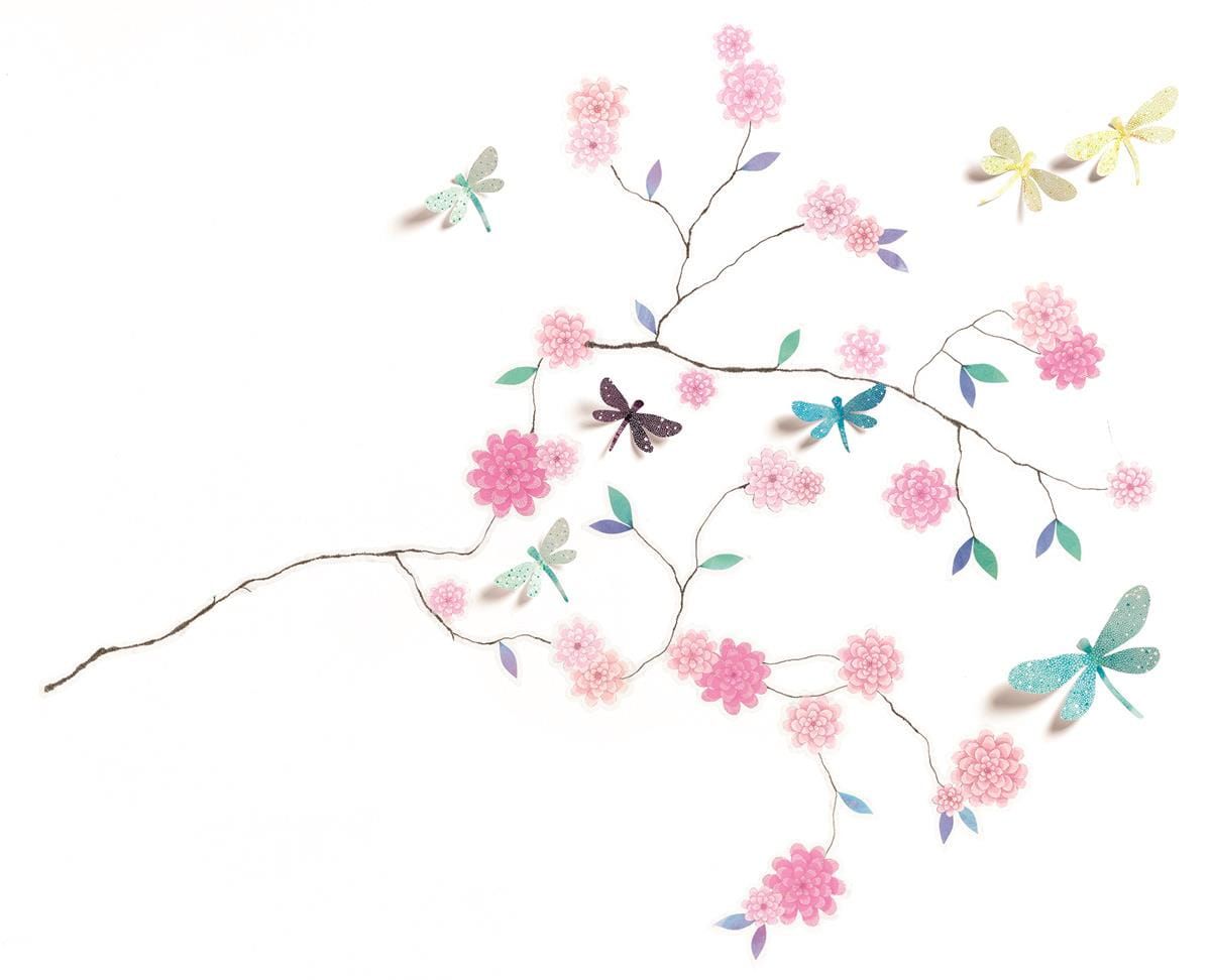 Naklejki 3D Gałązka z ważkami Naklejki 3D Gałązka z ważkami