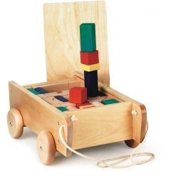 Wózek do ciągnięcia z klockami
