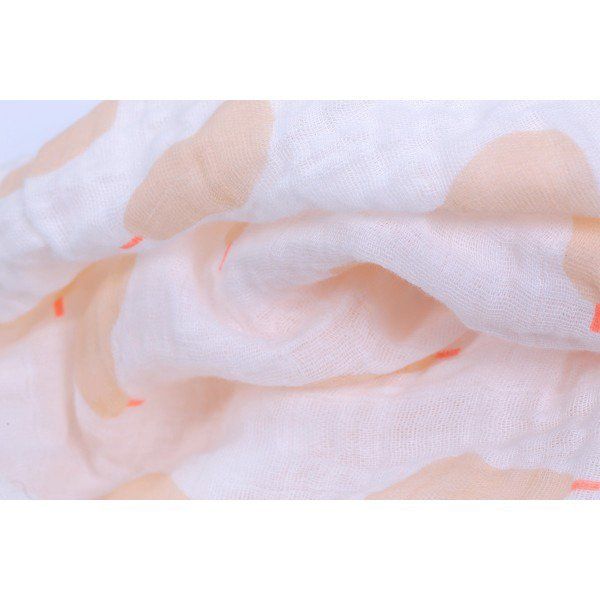 Muślinowy mały otulacz dla niemowlaka, seria Gruszki, łososiowe Maison Petit Jour®_3 Otulacz Gruszki łososiowe