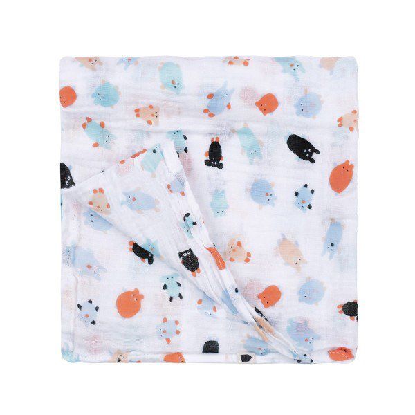 Muślinowy otulacz dla niemowlaka, Doudous, Puchaci Przyjaciele Maison Petit Jour®_1 Muślinowy otulacz Doudous