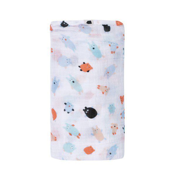 Muślinowy otulacz dla niemowlaka, Doudous, Puchaci Przyjaciele Maison Petit Jour®_2 Muślinowy otulacz Doudous