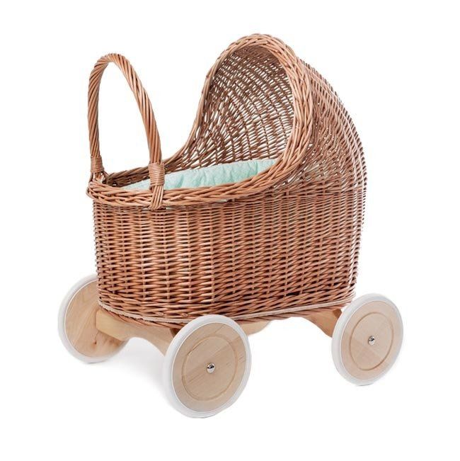 Wiklinowy wózek dla lalek, Amelie, mięta Petit Landau®_1 Wiklinowy wózek Amelie mięta