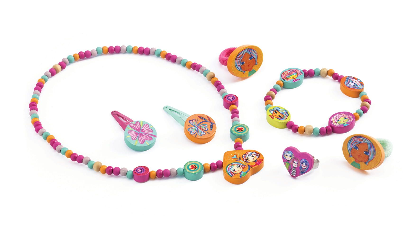 Zestaw biżuterii drewnianej Ślicznotka (1) Zestaw biżuterii Ślicznotka