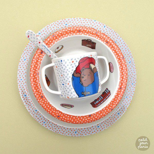 Zestaw naczyń i sztućców dla dziecka, 4 el., Miś Paddington Petit Jour Paris®_4 Zestaw naczyń Paddington