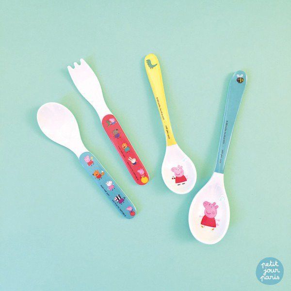 Łyżka melaminowa dla dzieci, seria Świnka Peppa Petit Jour Paris®_2 Łyżka Świnka Peppa