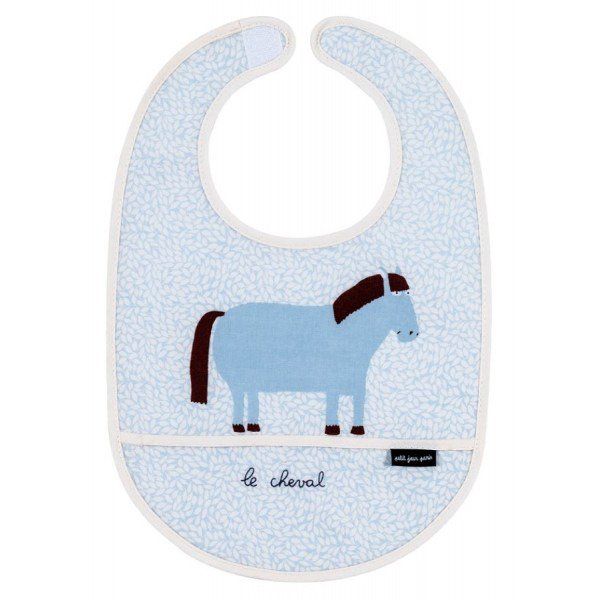 Śliniak z kieszonką, bawełniany, Konik, seria Farma Maison Petit Jour®_1 Śliniak Farma Konik