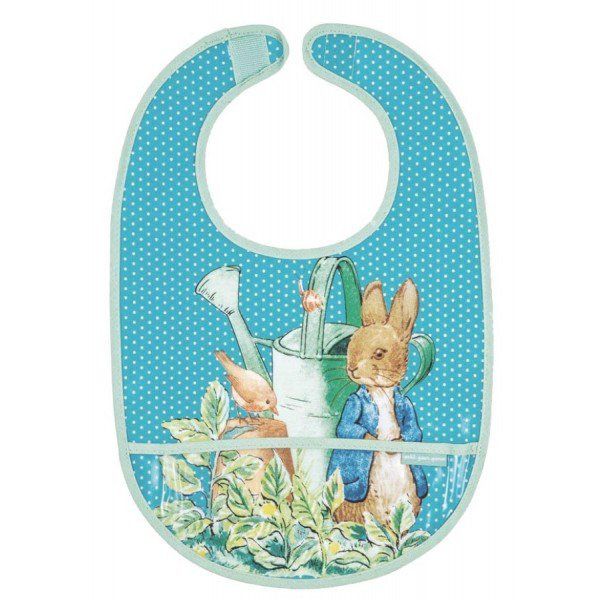 Śliniak z kieszonką, bawełniany, niebieski, seria Królik Piotruś Petit Jour Paris®_1 Śliniak niebieski Piotruś