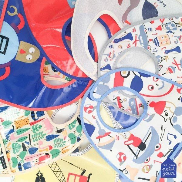 Śliniak z kieszonką, bawełniany, seria Roboty Maison Petit Jour®_3 Śliniak z kieszonką Roboty