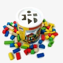 Klocki drewniane w wiaderku 100 szt