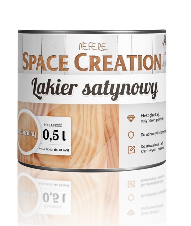 Lakier satynowy do powierzchni malowanych farbą kredową i do drewna 0,5 litra Space Creation N3203 Lakier satynowy