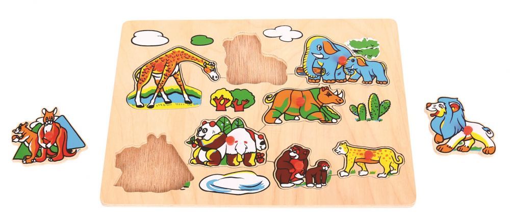 Puzzle drewniane układanka Safari Bigjigs 3+ BJ095 Puzzle drewniane układanka Safari