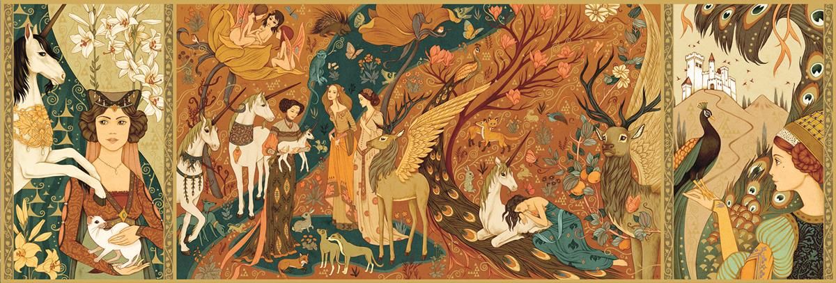 Puzzle tekturowe Dama z jednorożcem (2) Puzzle tekturowe Dama z jednorożcem