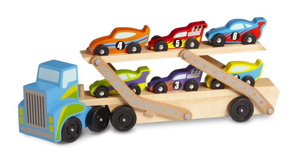 Wielka ciężarówka z wyścigówkami Melissa & Doug Ciężarówka z wyścigówkami