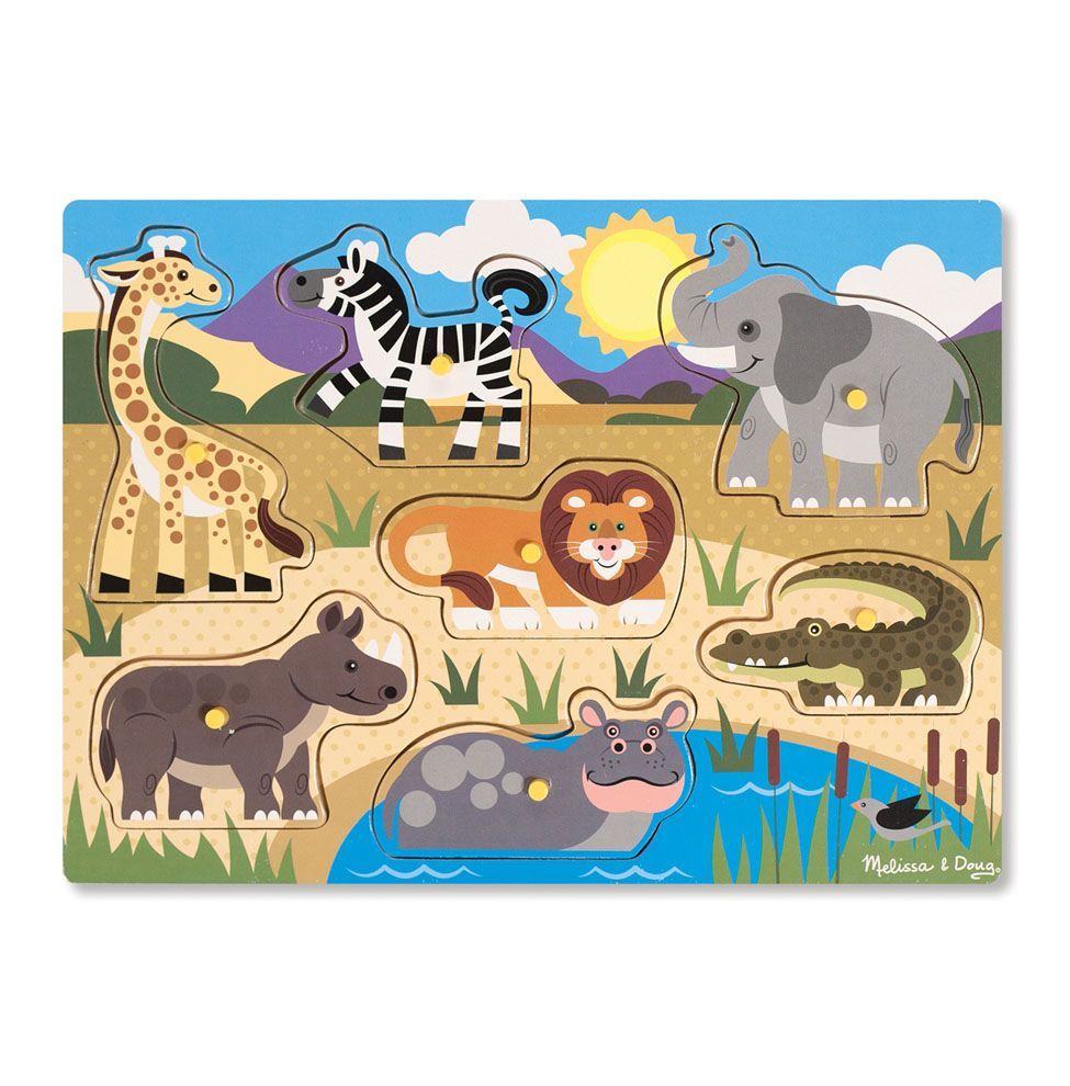 Drewniane puzzle – układanka – zwierzęta safari Melissa & Doug 2+ 19054 Puzzle zwierzęta safari