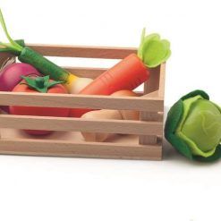 Drewniane warzywa w skrzynce
