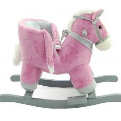 Konik różowo-szary z fotelikiem