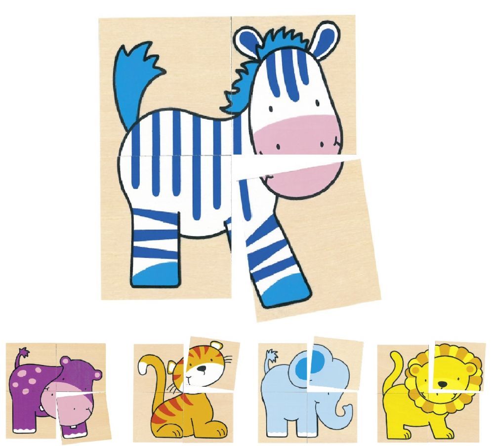 Puzzle kostki z dzikimi zwierzętami Puzzle kostki z dzikimi zwierzętami