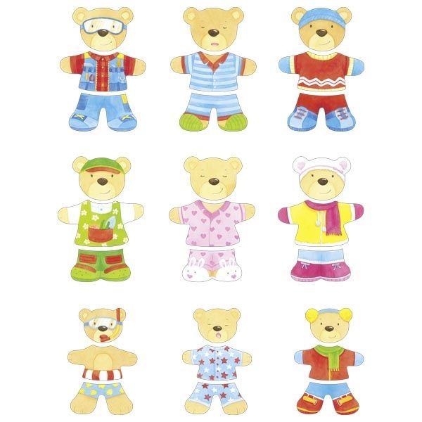 Puzzle ubierz misie kolorowe Puzzle ubierz misie kolorowe