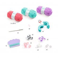 Zestaw kreatywny z wełną Pompony