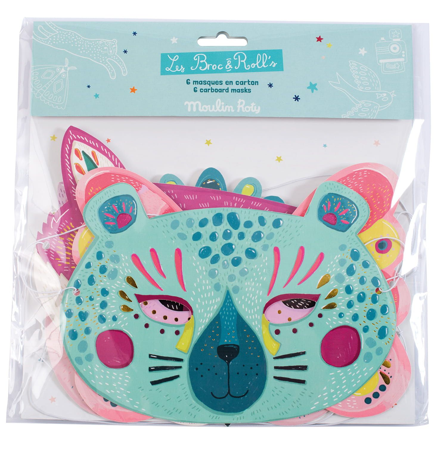 Zestaw 6 tekturowych masek Zestaw 6 tekturowych masek