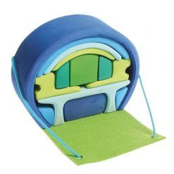 Dom mobilny niebiesko-zielony