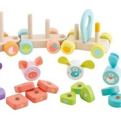 Drewniany pociąg i układanka