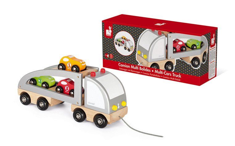 1180_1 Samochód drewniany laweta do ciągnięcia