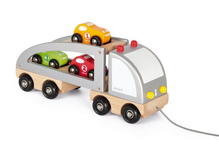 1180_5 Samochód drewniany laweta do ciągnięcia