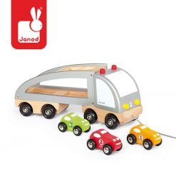 Samochód drewniany laweta do ciągnięcia