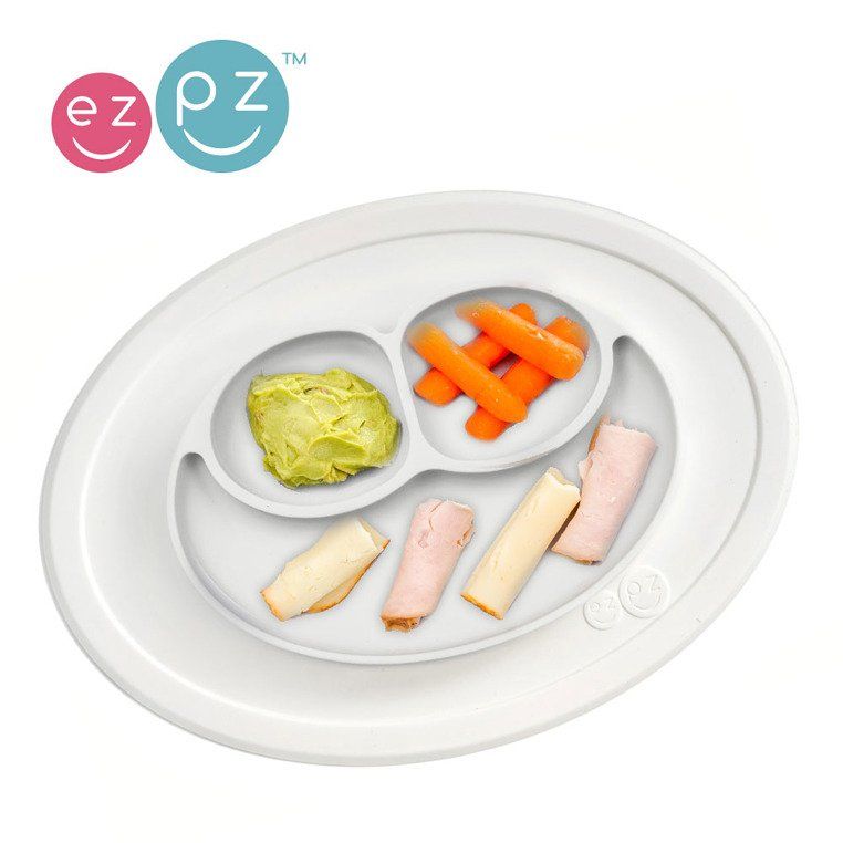 4797_6 EZPZ Silikonowy talerzyk z podkładką mały 2w1 Mini Mat biały