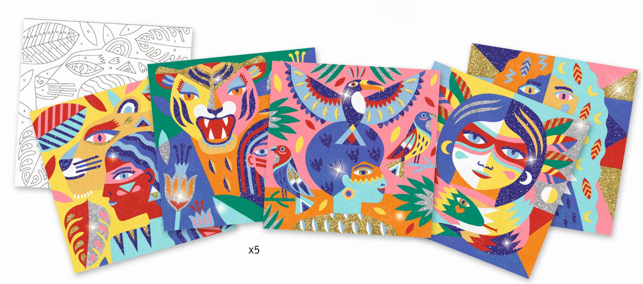 Zestaw artystyczny z brokatem i piaskiem Totemy Zestaw artystyczny z brokatem i piaskiem Totemy