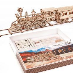 Mechaniczne puzzle 3D – duża lokomotywa R17 z wagonem i torami