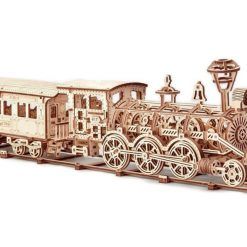 Mechaniczne puzzle 3D – duża lokomotywa R17 z wagonem i torami
