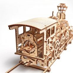 Mechaniczne puzzle 3D – duża lokomotywa R17 z wagonem i torami