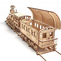 Mechaniczne puzzle 3D – duża lokomotywa R17 z wagonem i torami