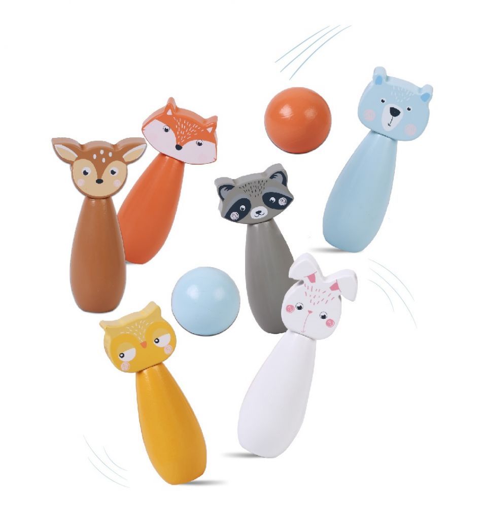 Drewniane kręgle leśne zwierzęta Drewniane kręgle leśne zwierzęta