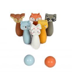 Drewniane kręgle leśne zwierzęta